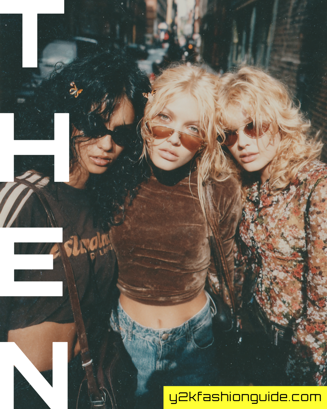 Three women in modern Y2K revival outfits, 2026 street style